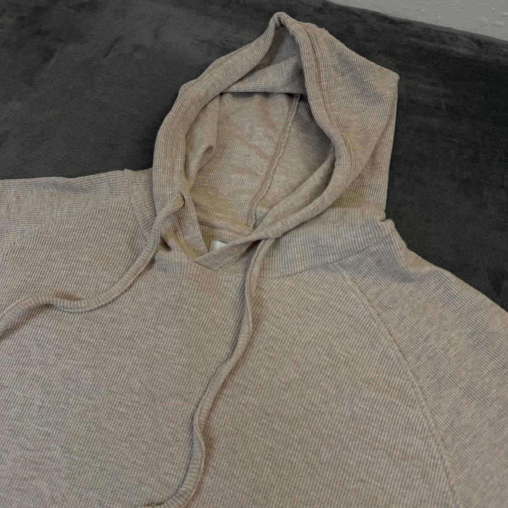 Amazon Essentials Waffle Knit Hoodie Mens XL Tall Beige Cotton Thermal Pullover